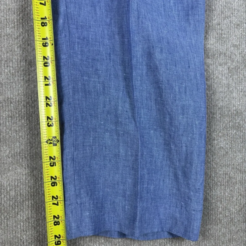 Tommy Hilfiger Mens Linen Pants 36x30 Blue 100% Linen Flat Front Dress